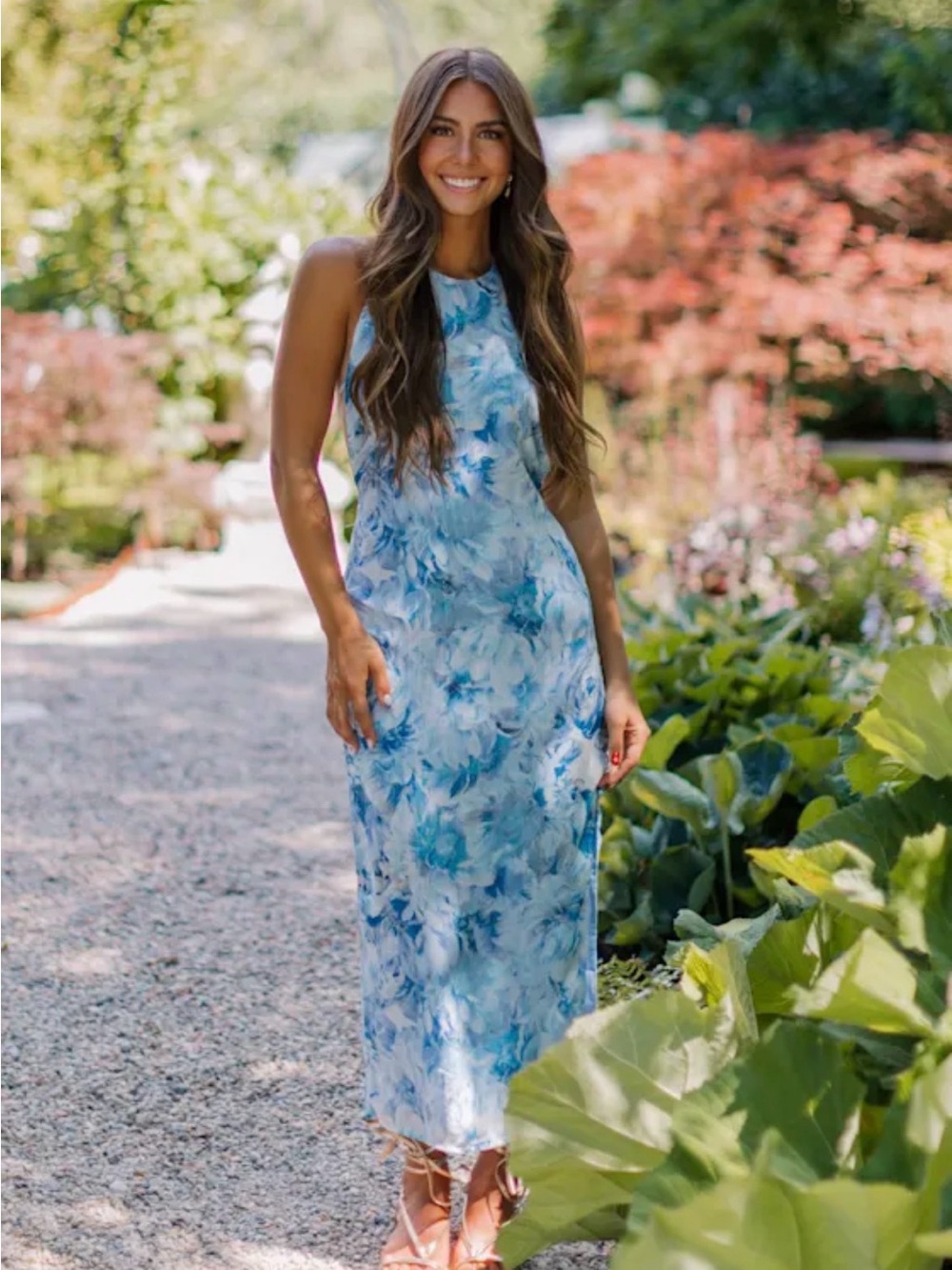 Lulu's Blue Floral Halter Maxi Dress - Women